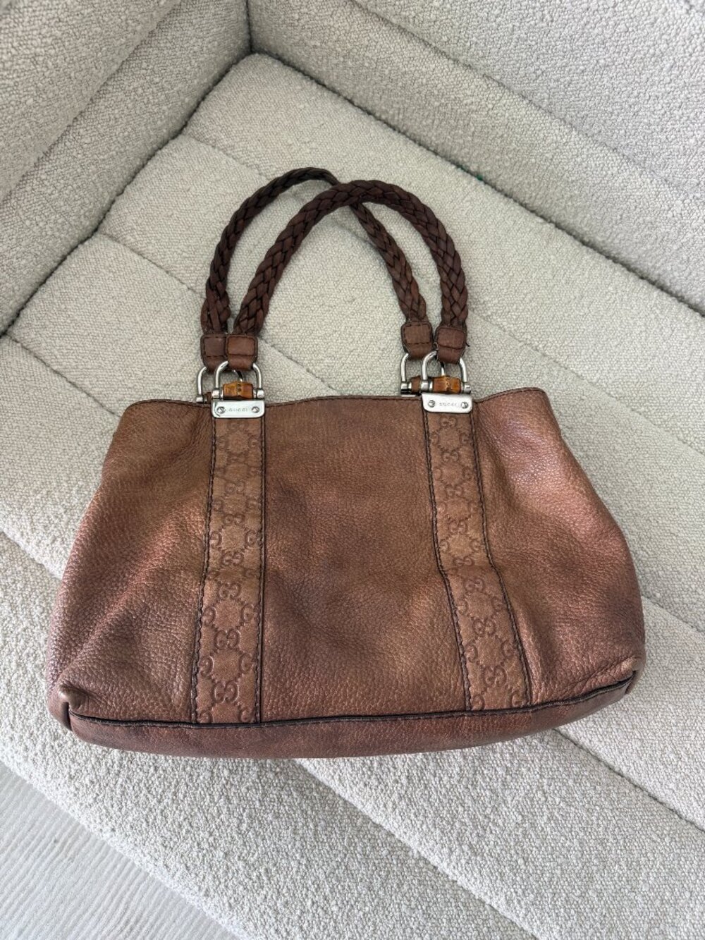 GUCCI  Brown Leather Tote Bag
